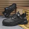 2024 Autumn Men's Low-Top Breathable Leather Work Boots - Thick-Soled, Non-Slip, Trendy Sports Running Shoes.