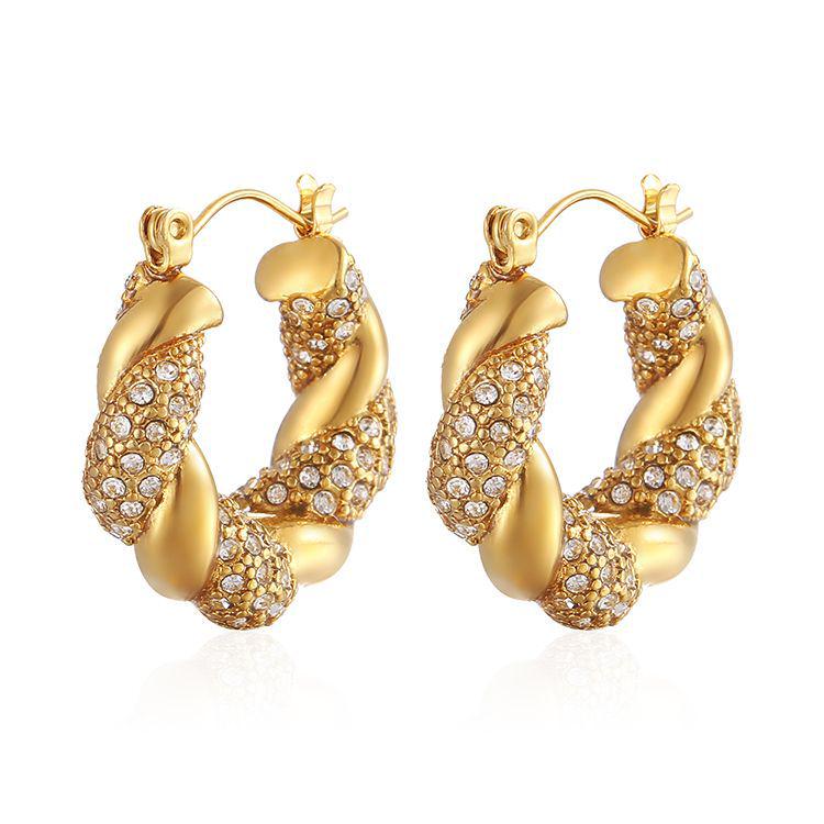 

Vintage Zircon Dangle Earrings: Simple, Versatile Fashion Hoops золотой