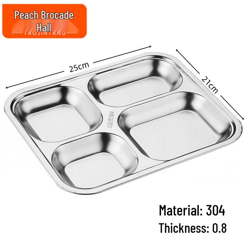 Taoxintang Stainless Steel 4-Compartment Cafeteria Tray