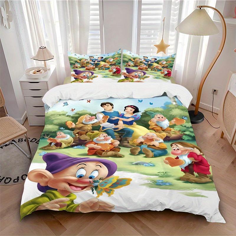 3pcs Snow White & The Seven Dwarfs Print Cover Set Ultra Soft, Breathable, and Comfortable Bedding with Stylish Design for Bedroom and Guest