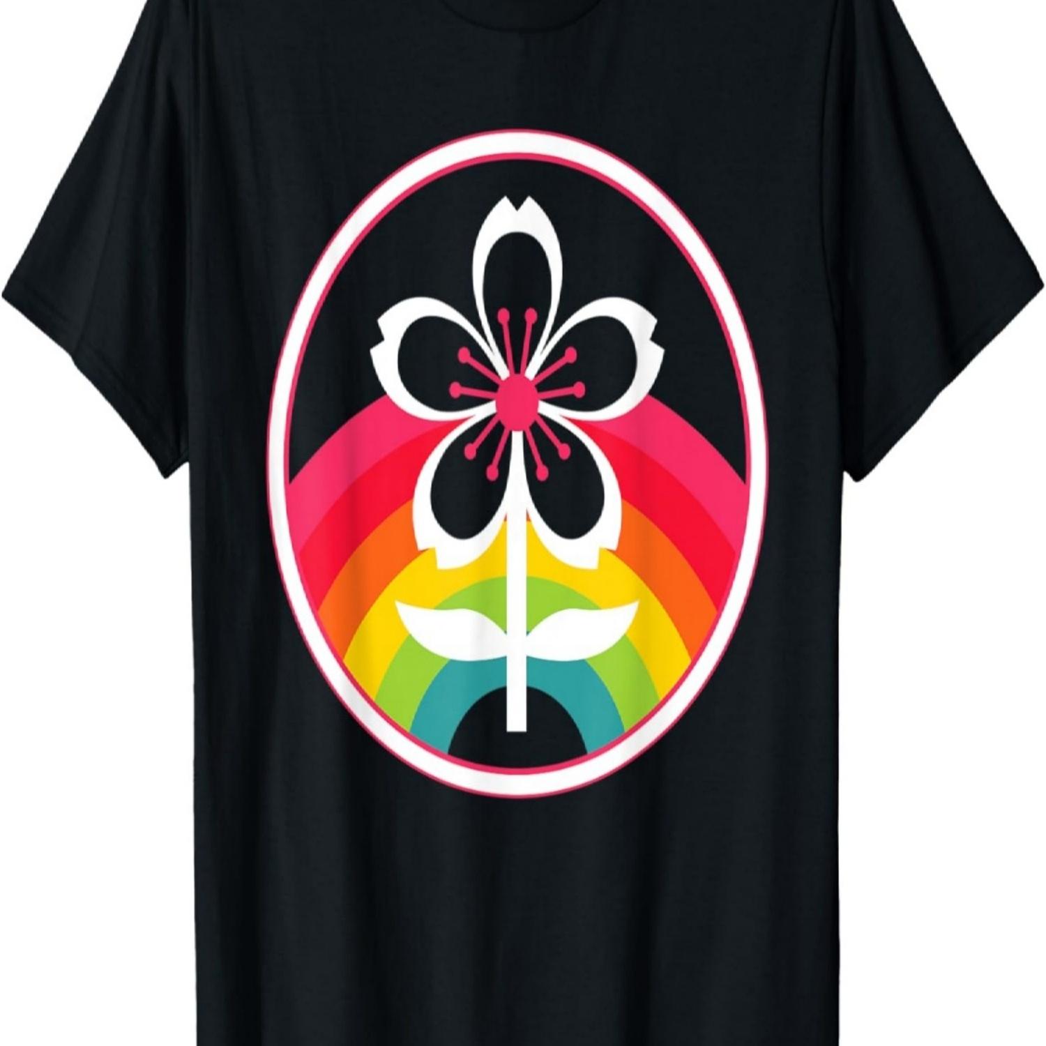 rainbow cherry blossom T-Shirt S чёрный