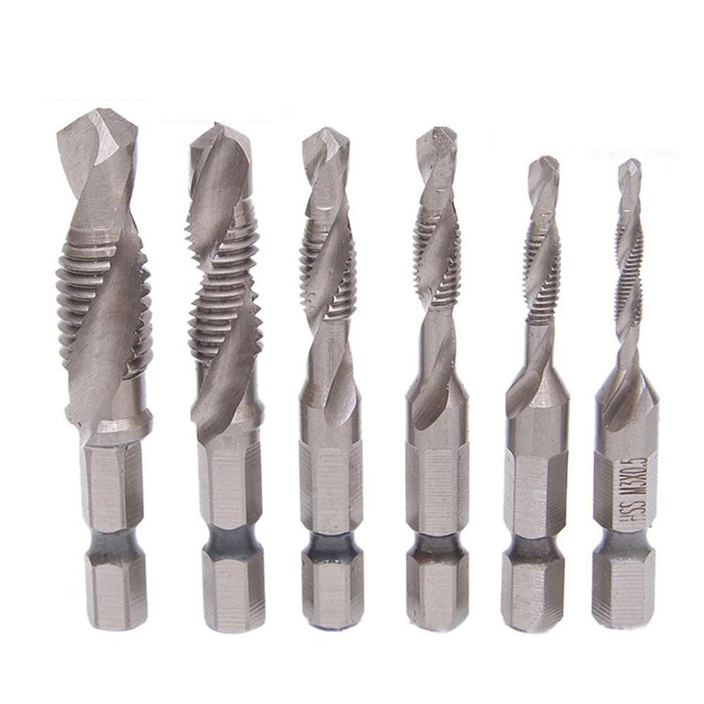 6 Pcs M3-M10 Screw Tap Drill Bits High Speed Steel Combination Bits Metric Tap Bit Tool Hex Shank for Metal Steel Wood Plastic