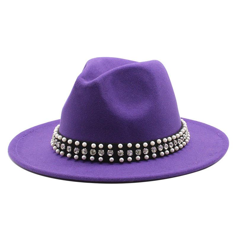 Woolen Rose Topper Hat Dame Hat Flat Brim Hat