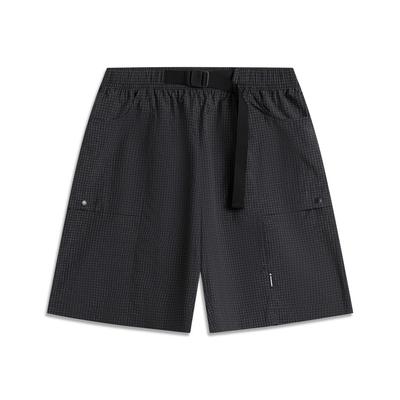 Li Ning CF Outdoor Proteção Solar Repelente à Água Shorts Cargo Multi-Bolsos Masculino shorts Preto AKSV229-6