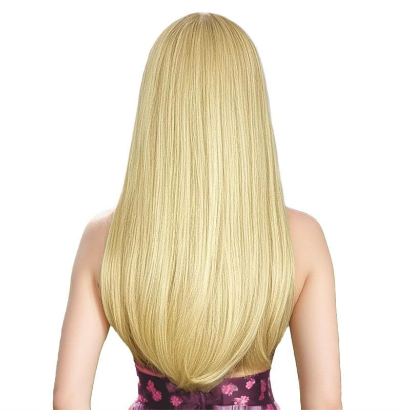 Synthetic Hair Blonde Wigs with Bangs Long Silky Straight Wig for Women Cosplay Wig Party Heat Resistant Daily Costume