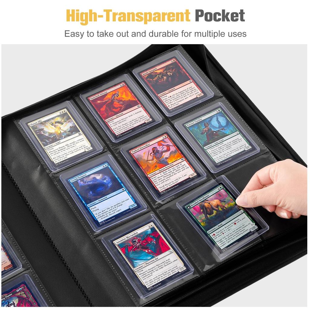 ProCase Card File with Transparent Top Extra Holds 324 Cards In 9 Collection Trading Card File Black Window, Loader, Large, Pockets, Album, -