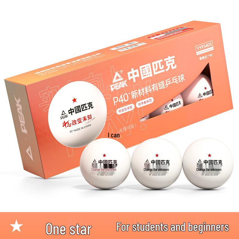 Pik Table Tennis Balls - Three-Star, Two-Star, One-Star Competition, Training Indoor, 40+ White Seamed New Material.