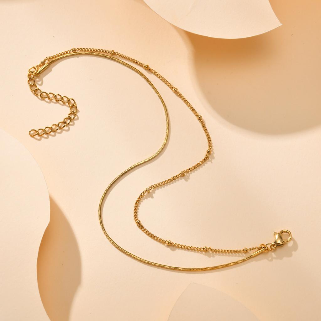 Women Anklet Summer Round Bead Chain Double Layered Square Snake Foot Chain,Simplicity Temperament Holidays Ankle Bracelet