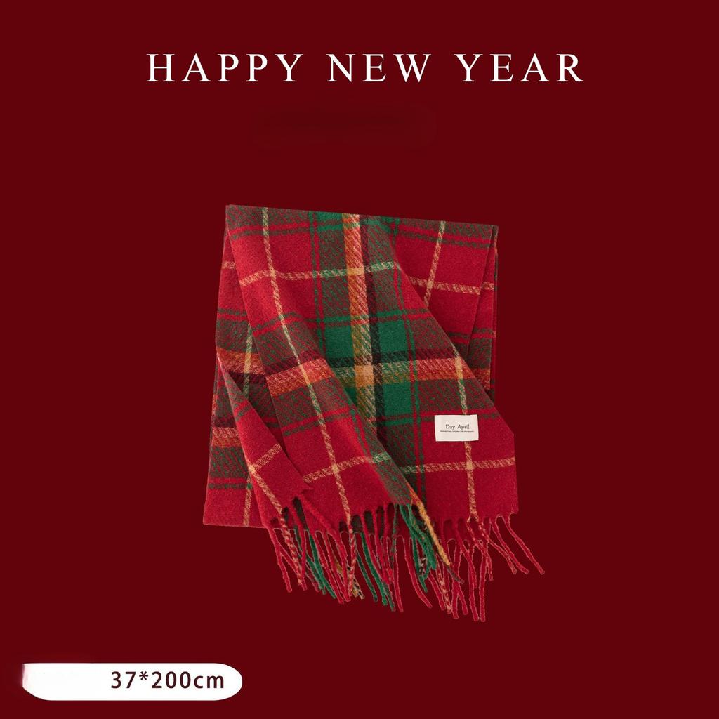 Scarf, Thick and Warm, Faux Cashmere Check Print Shawl or Neck Warmer for Winter.