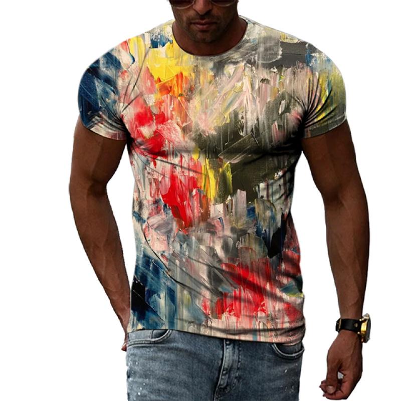 Summer Tide Fashion Doodle Picture Men T-Shirts  Casual 3D Print Tees Hip Hop Personality Round Neck Short Sleeve Tops