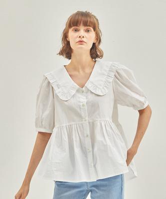 MANAVIS7 Lilly Frill Blouse White