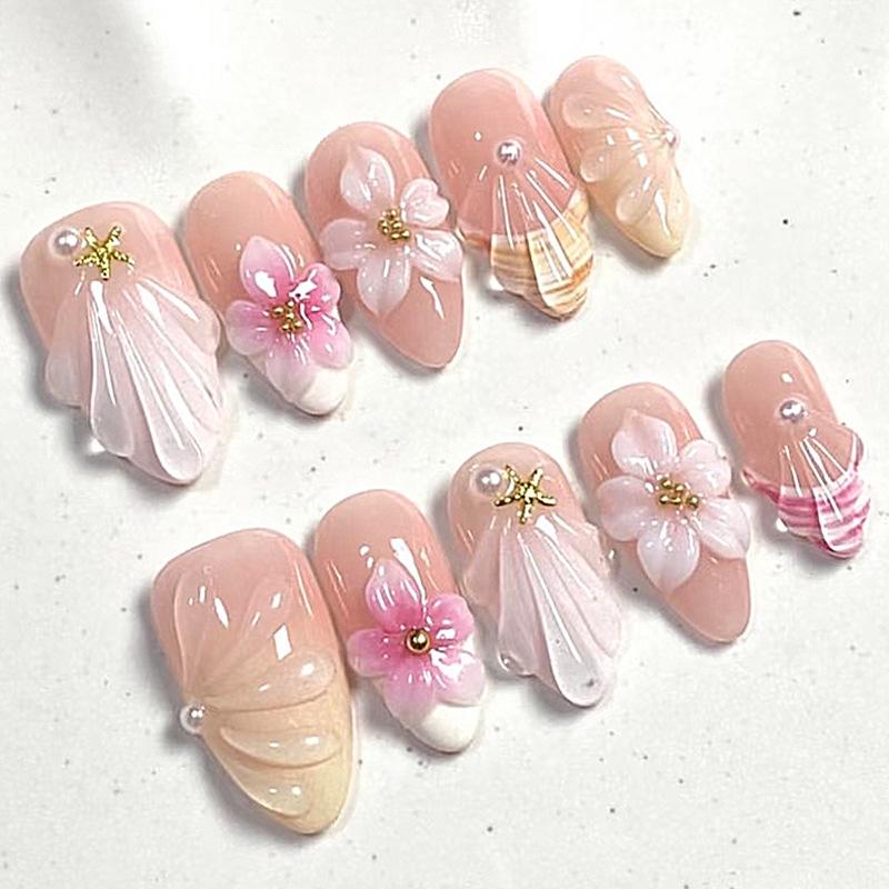 30 pieces of new spring and summer armor three-dimensional flowers handmade fake nails small and fresh cross-border hot-selling armor wholesale