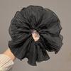 Wrinkled hair band, large intestine band, high-end look, black and white double-layer hair tie, women's versatile hair accessory
