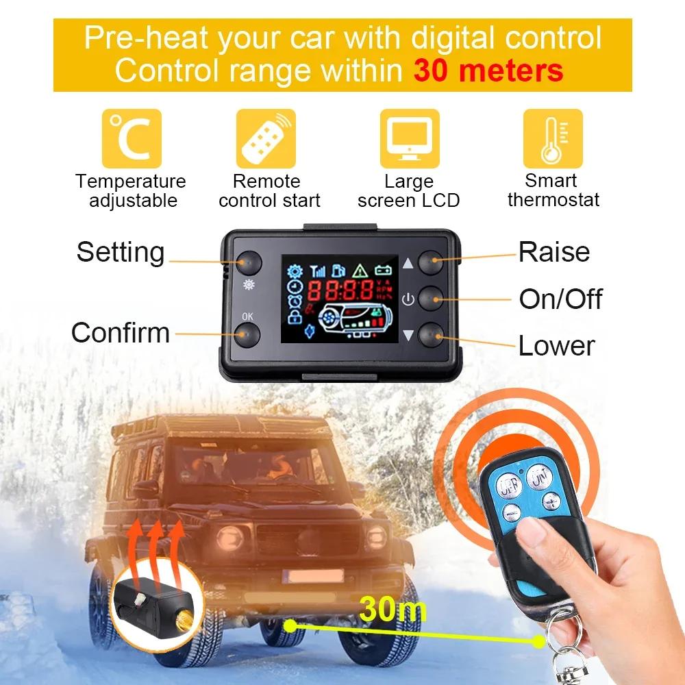 12V/24V Car Heater 5-8KW Diesel Air Heater With Silencer Remote Control Truck Boat Bus RV Trailer Air Diesel Parking Heater