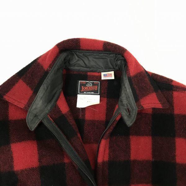 Johnson Woolen Mills/Wool Jacket/M/Red×Black/Buffalo Check/Mackinaw Cruiser(USED)