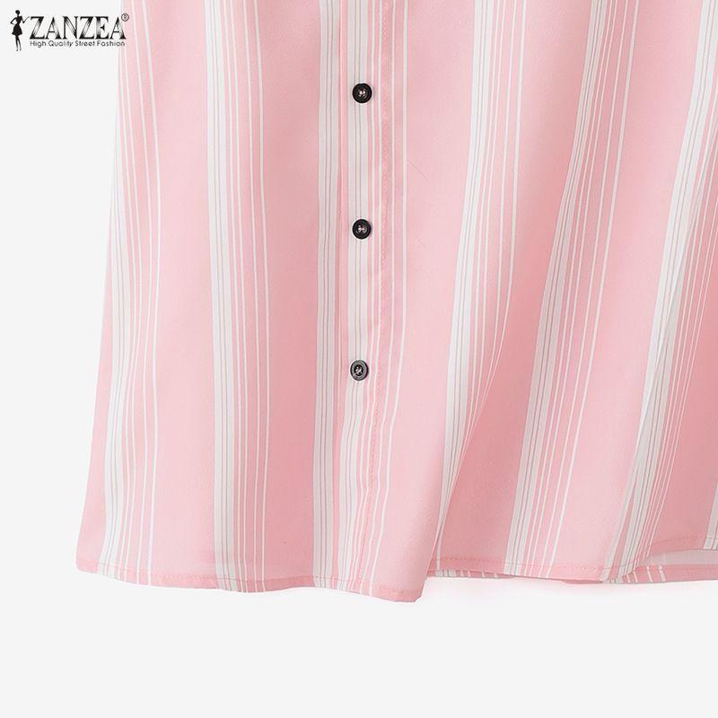 ZANZEA Women Casual Round Neck Loose Stripe Sleeveless Tank Tops