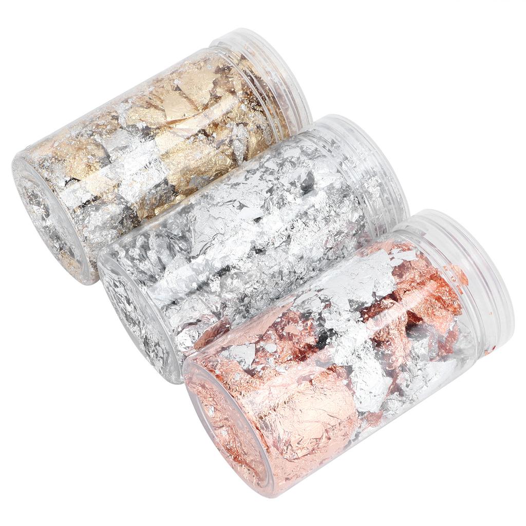 3pcs Foil Flakes Gold Silver Rose Gold Foil Resin Glitter Foil Flake Jewelry Crafts Making Accessory