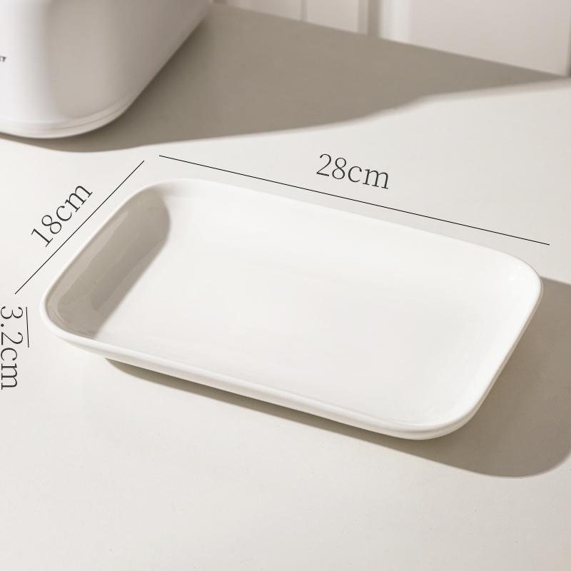 Rectangular White Ceramic Plate for Steaming Vegetables, Fish, and More