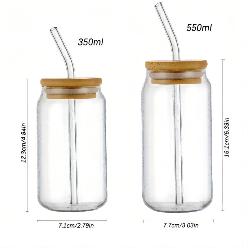 350ml/550ml Glass Cup With Lid and Straw Transparent Bubble Tea Cup Juice Glass Beer Can Milk Mocha Cups Breakfast Mug Drinkware
