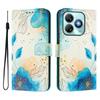 Blue Flower Luxury Painted Leather Case Wallet Book Style Cover for ZTE Blade A52,A53,A73,V50 Vita,V40S,V60,A35,A55,A75...