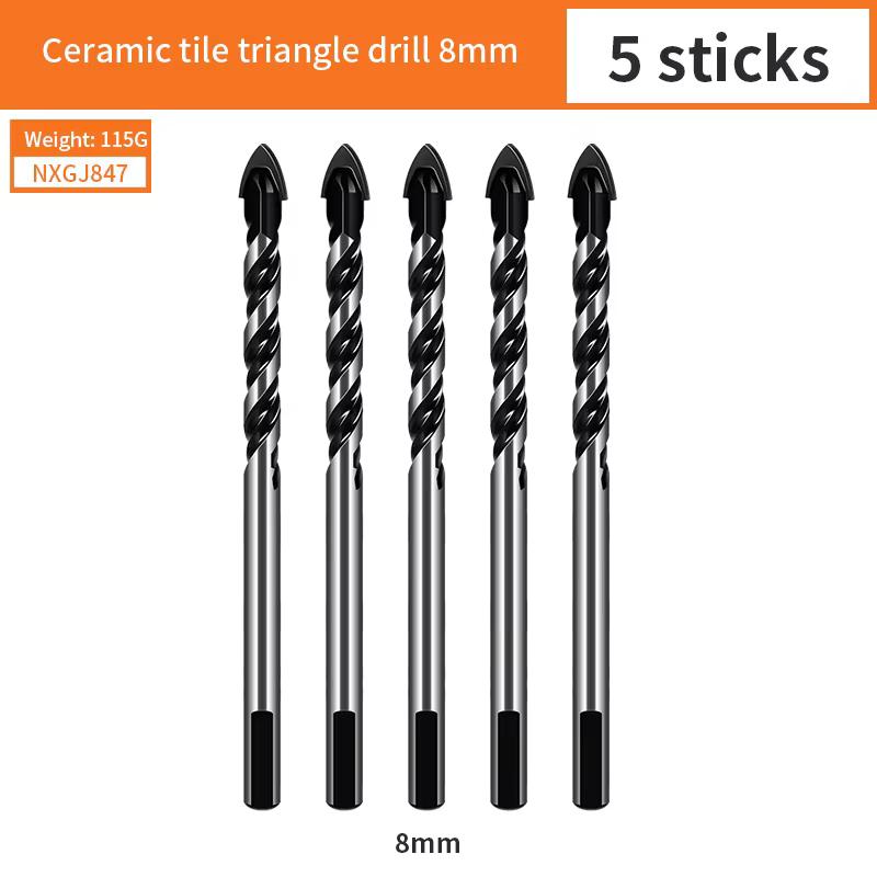 Newshark Tile Triangle Drill Bit Set Multifunctional Metal Drill Kit Ceramic Concrete Brick Punching Hole Drill Bits 6 8 10 12mm