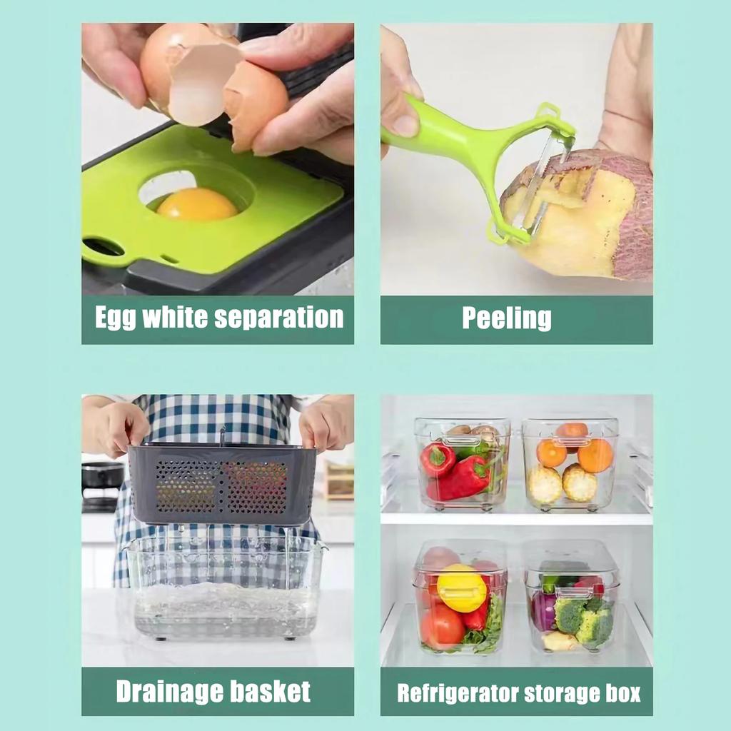 22 In 1 Multifunctional Vegetable Cutter Fruit Slicer Carrot Potato Shredders Onion Grater Garlic Chopper Kitchen Storage Gadget