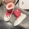 Fashion Snow Boots Women Winter Warm Spliced Platform Ankle Boots Fashion Non-slip Round Toe Plush Thickening Slip On Cotton Shoes