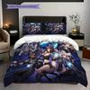 Fantasy Warriors Unite Three-piece set (1 * duvet cover + 2 * pillowcase, without core) 2D Flat Bedding set Duvet cover and pillowcase