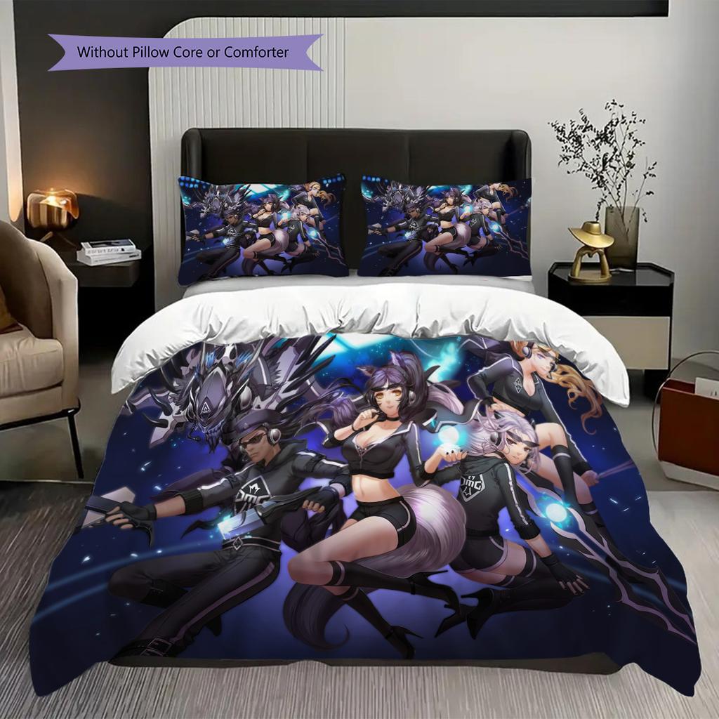 Fantasy Warriors Unite Three-piece set (1 * duvet cover + 2 * pillowcase, without core) 2D Flat Bedding set Duvet cover and pillowcase