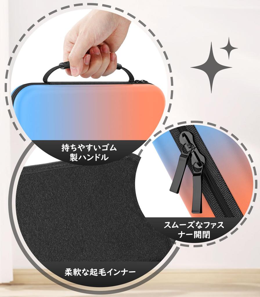 MoKo Switch 2 Carrying Case for 2nd Generation Switch Protective Storage EVA Full Large Can Store Game and Other Small Easy to BlueOrange Case, 2,