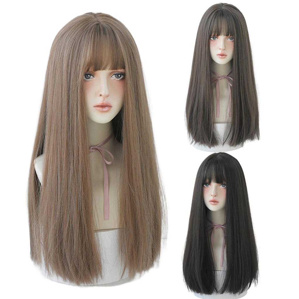 Realistic Long Straight Wig for Women Soft Breathable Natural Look Synthetic Hair Cosplay Props Daily Wear Hairstyle Accessory Party