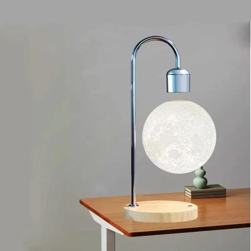 3D Printed Seamless Moon Lamp Creative Magnetic Levitation Home Decor LED Night Light Bedside Table Ornaments Indoor Lighting
