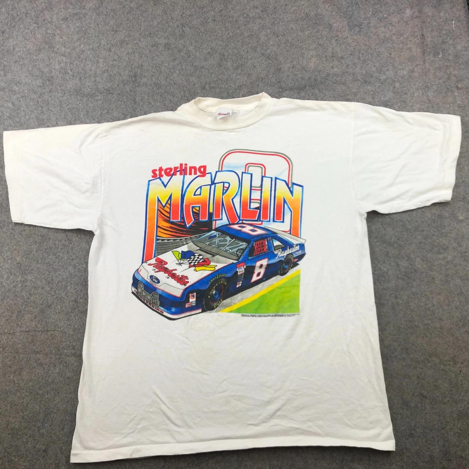 Винтажная футболка Nascar Мужская XL Белая Sterling Martin Racing Одинарный шов 90-е * 4XL