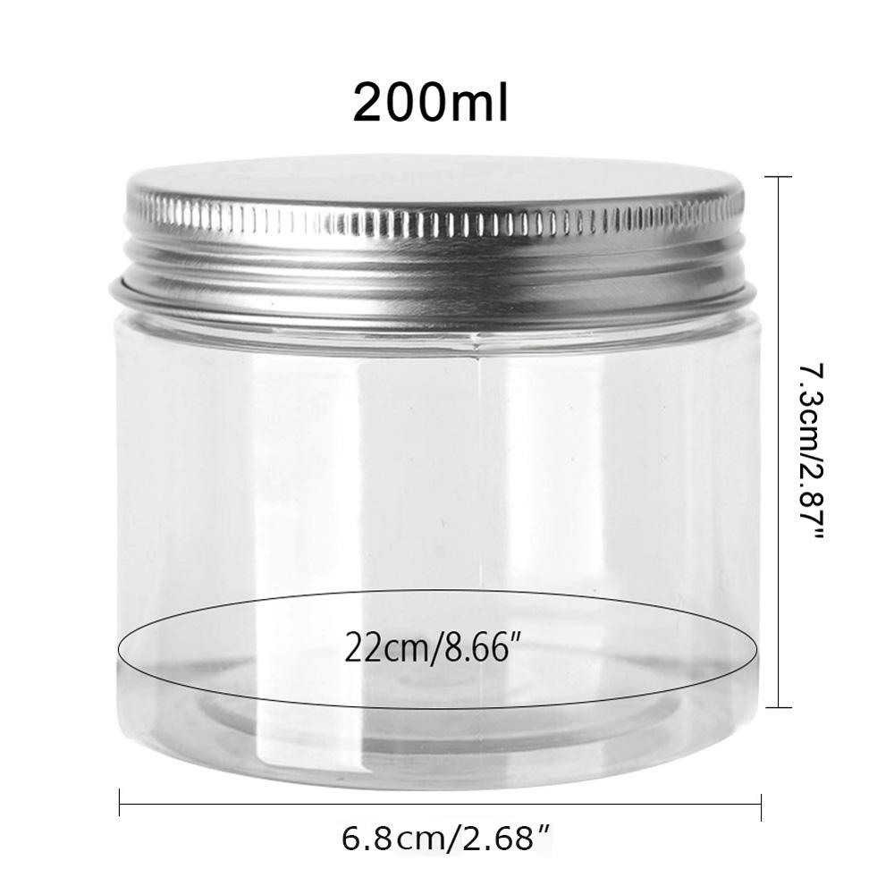 5pcs Aluminum Cap Sealed Cans PET Empty Transparent Plastic Bottles 15Sizes Wide Mouth Jar Oil Wax Packaging Container With Lids