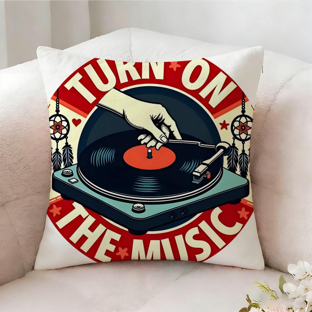Simple Stylish Music Record Design Pillow Case Pillowcase Doublesided Printed Sofa Cushion Bedroom Headboard Pillow