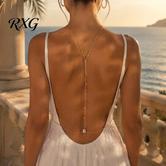 Adjustable Body Chain Rhinestone Waterdrop Back Chain, Bridal Wedding Backless Dress Backdrop Thin Waist Necklace, Sexy Jewelry for Women