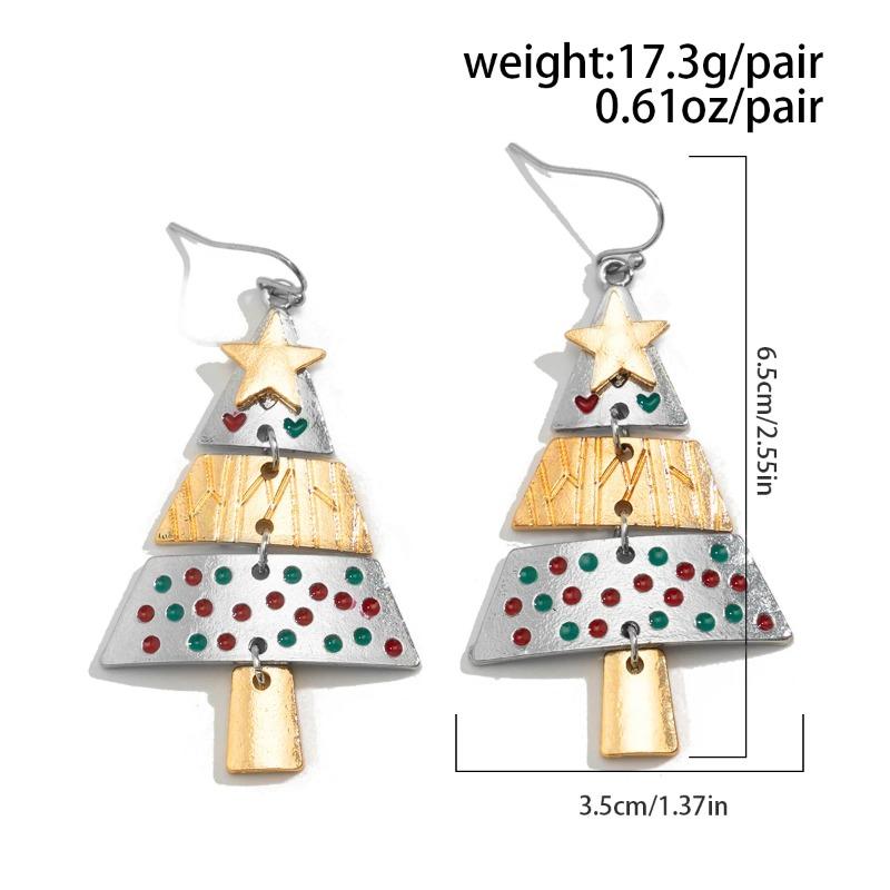 Trendy Designer Metal Star Christmas Tree Pendant Necklace Earrings for Women Christmas Day Gift Jewelry Sets Gift