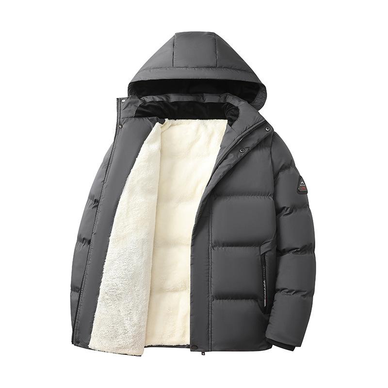 Winter Duck Down Coat Men Fleece Hooded Jacket Fashion Cotton Padded Jackets Winter Casual Puffer