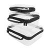 3 Pcs Clear Hard Zipper Pouches Bottom Deepened Water Proof See Through Hard Organizer Pouches Large Medium Small Sizes