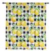 Watercolor Lemon Plaid Window Treatment Tulle Modern Sheer Curtains for Kitchen Living Room the Bedroom Curtains Decoration
