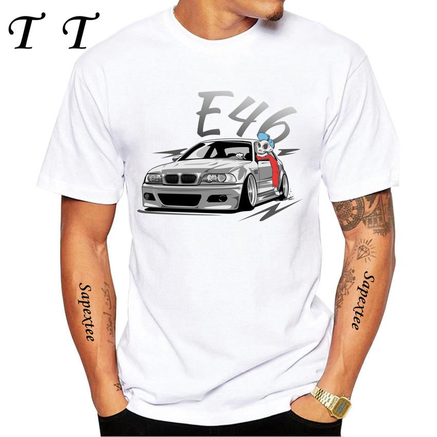 E90 Low Style Skull Driver TShirt New Summer Men Short Sleeve Legend E34 Car Art Tshirts Boy Casual White Tees