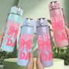 1PC Happy Girl Day Pink Text Pattern 750ml Color Plastic Sports Water Bottle Leakproof Flip Straw Lid Suitable for Sports Office Home Use