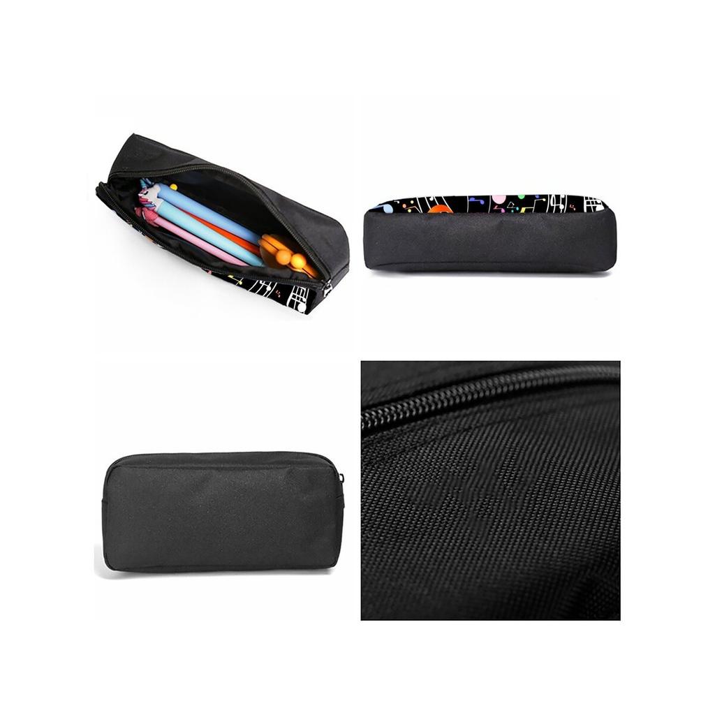 Rainbow Musical Notes Print Single Layered Pencil Case for Boy/Girls Best Gift Cartoon School Supplies Pencil Pouch for Children