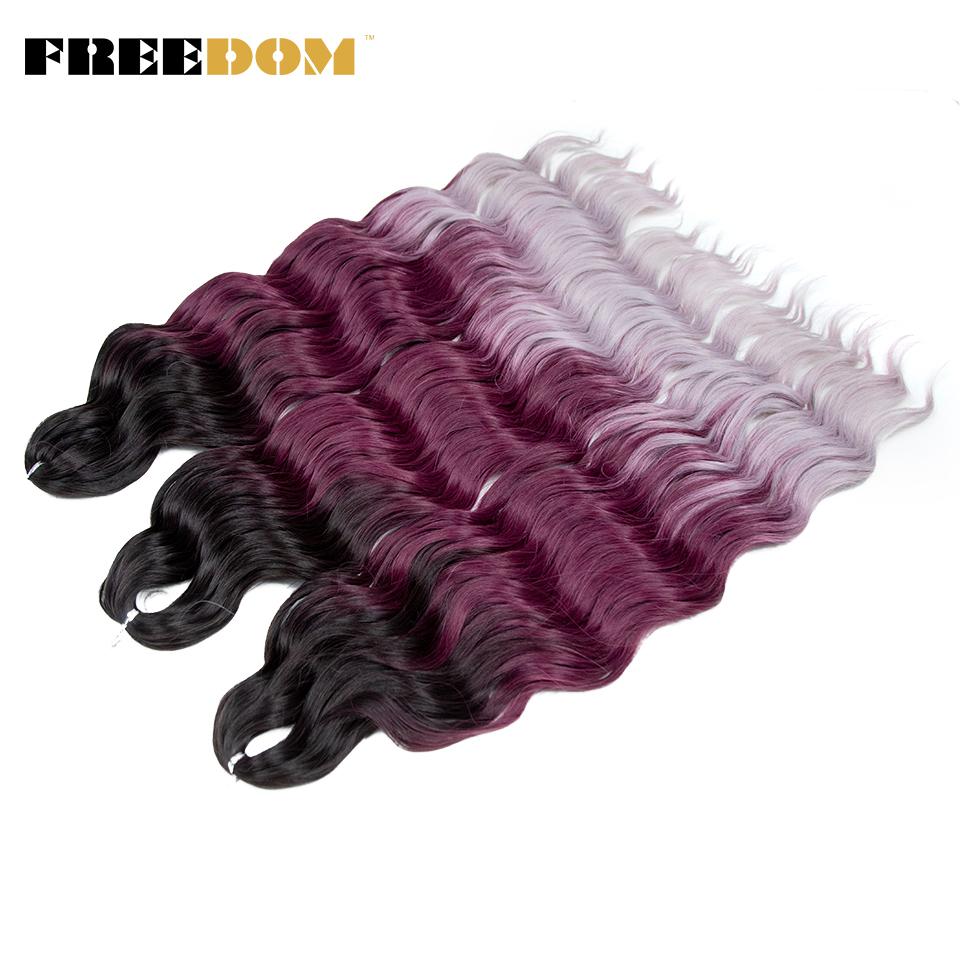 FREEDOM Synthetic Braiding Hair Extensions Natural Curly Wavy 24inch Water Wave Braid Hair Ombre Blonde Brown Twist Crochet Hair