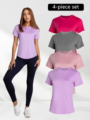 T-shirt Estiva da Donna Slim Fit Effetto Nudo per Corsa e Yoga