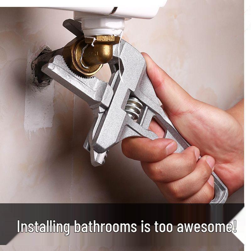 Extra Large Opening Short Handle Multifunctional Bathroom Wrench for Drain Pipe & Air Conditioner Installation