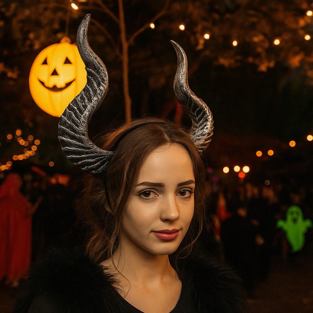 Ox Horn Halloween Horns Headband Dark Series Halloween Hair Hoop Personality Cosplay Hairband  Men