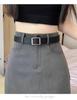 Women's Summer 2024 High Waist Gray Midi A-line Bodycon Skirt