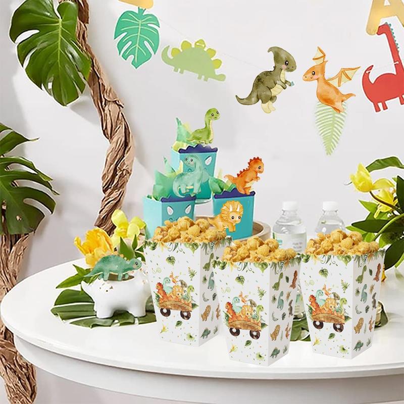 Dinosaur Theme Party Popcorn Boxes Candy Box Dinosaur Party Decor Birthday Baby Shower Kids Boys Jungle Birthday Party Supplies