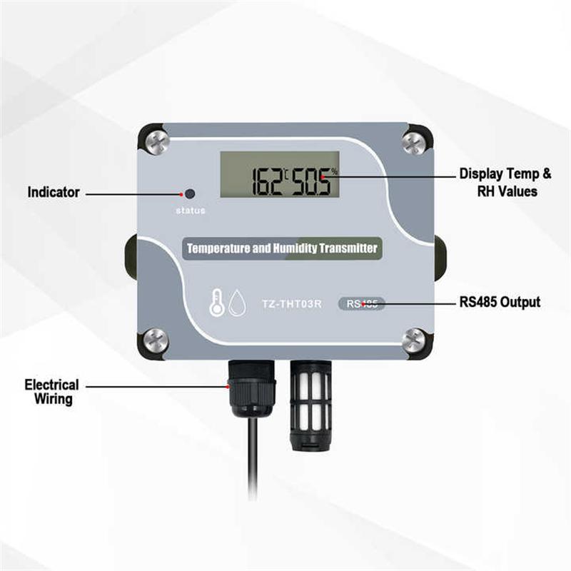 Wall Mounted RS485 Temperature and Humidity Transmitter THT03R Led Temperature Humidity Sensor for Greenhouse
